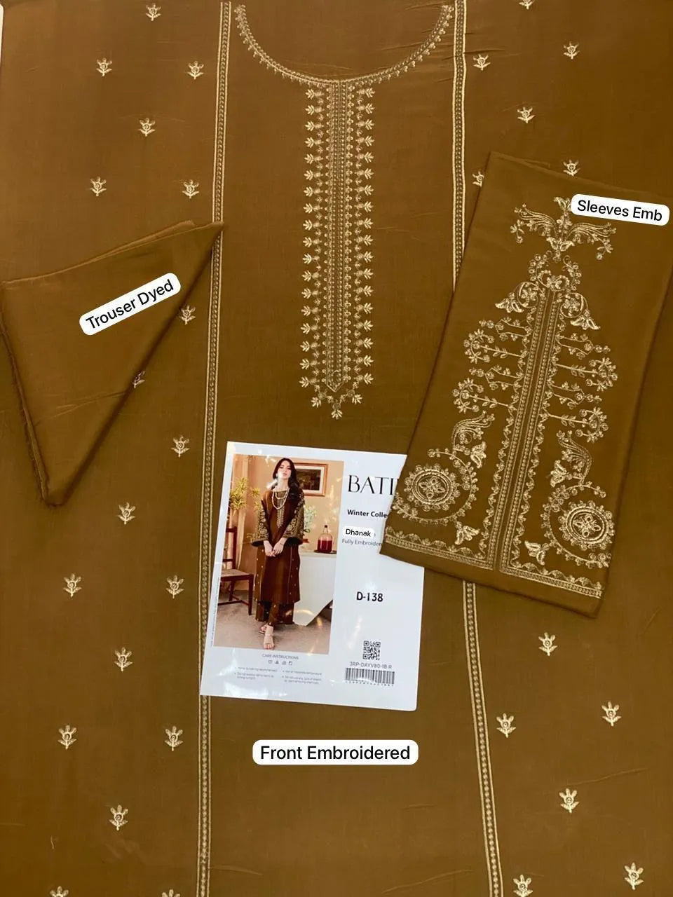 2Pcs Women's Unstitched Embriodered Suit