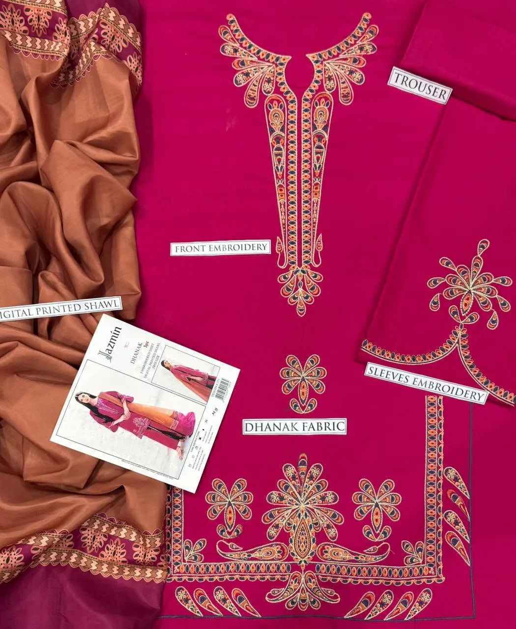 3Pcs Women's Unstitched Embriodered Suit