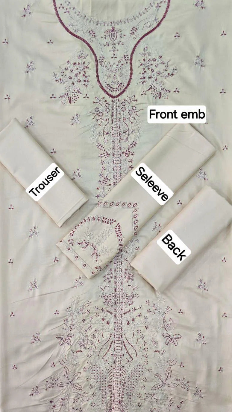 3pcs Women's Unstitched Embriodered Suit