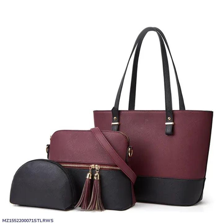 Women's PU Leather Textured Hand Bag Set