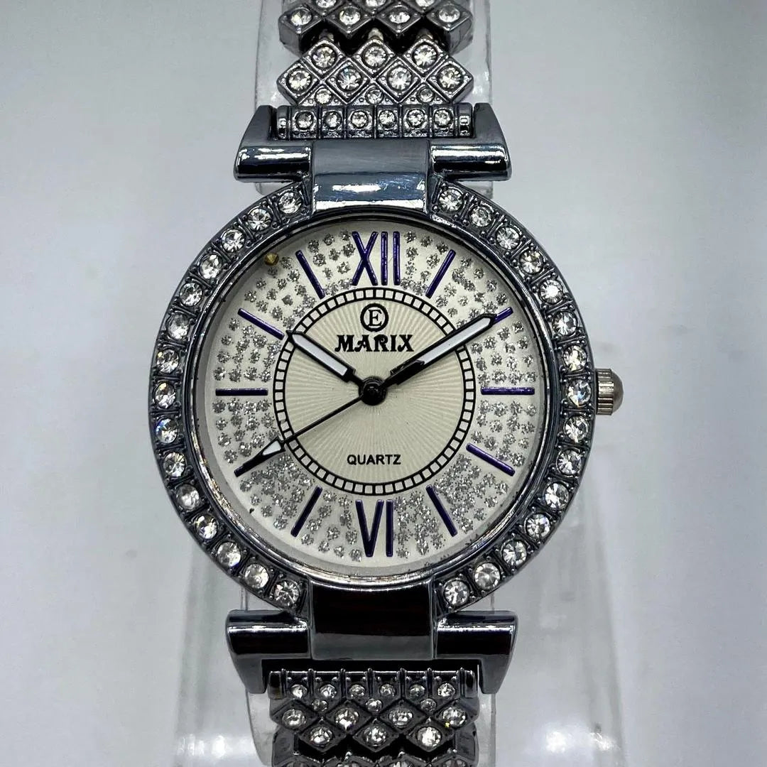 Women's MARIX Elegant Silver Ladies Quartz Watch with Crystal - Studded Dial Watch
