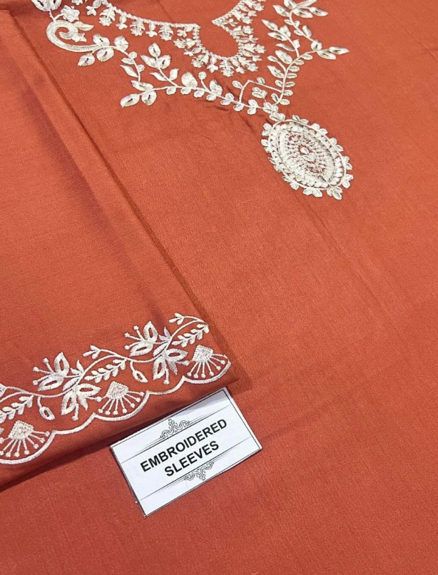 2pcs Women Unstitched Embriodered Suit