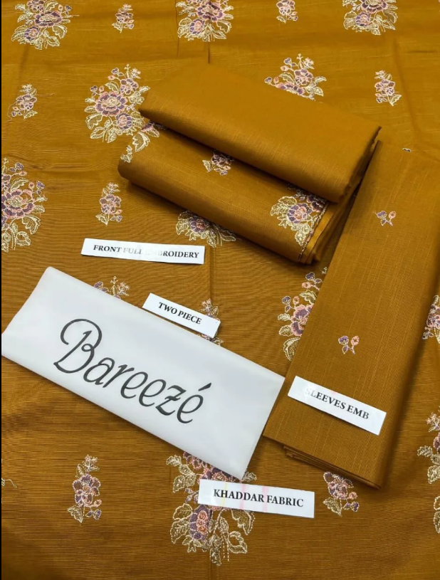 2pcs Women Unstitched Embriodered Suit