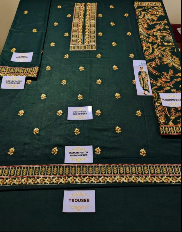 3pcs Women's Unstitched Embriodered Suit