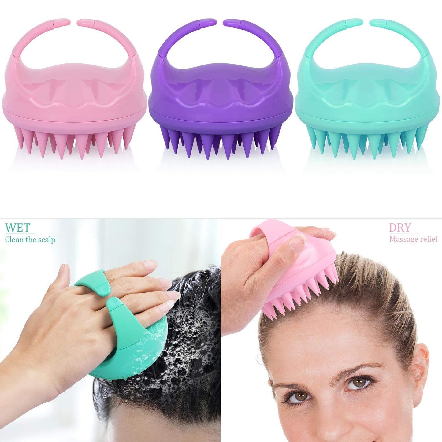 Silicone Head Body To Wash Clean Care Hair Root Itching Scalp Massage Comb Shower Brush Bath Spa Anti-Dandruff Shampoo