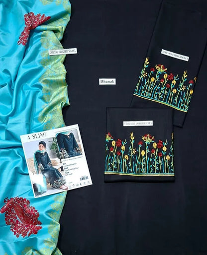 3pcs Women's Unstitched Embriodered Suit