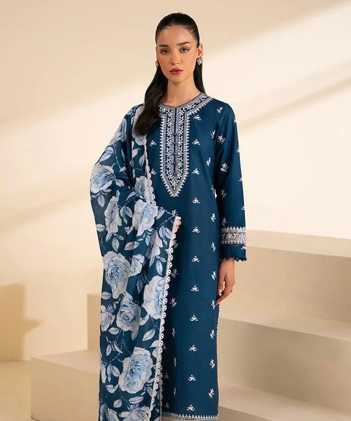 3 Pcs Women's Unstitched Embriodered Suit