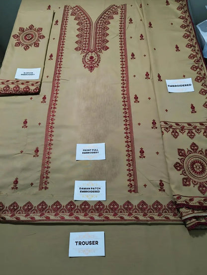 3Pcs Women's Unstitched Embriodered Suit