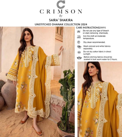 3Pcs Women's Unstitched Embriodered Suit