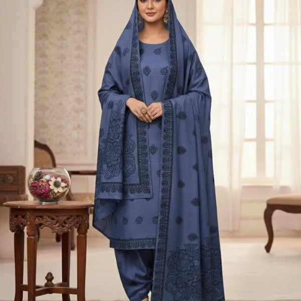 3Pcs Women's Unstitched Embriodered Suit