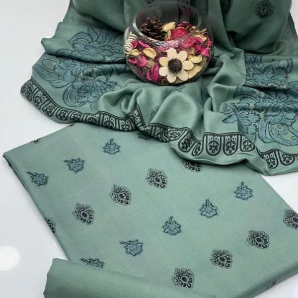 3Pcs Women's Unstitched Embriodered Suit