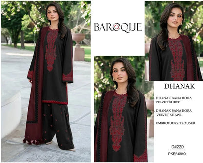 3Pcs Women's Unstitched Embriodered Suit