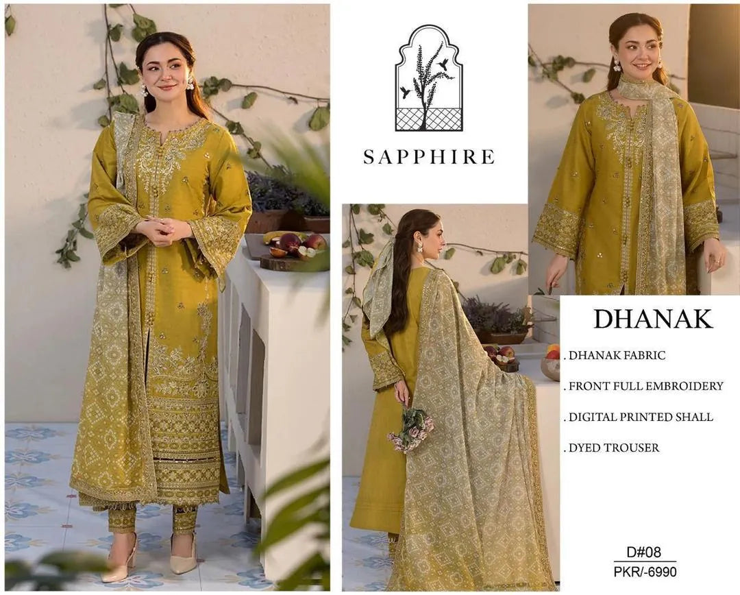 3Pcs Women's Unstitched Embriodered Suit