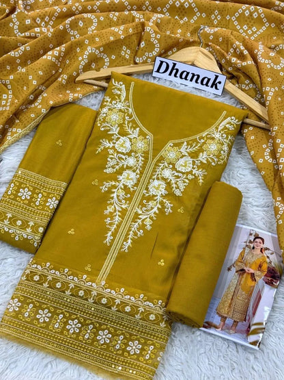 3Pcs Women's Unstitched Embriodered Suit