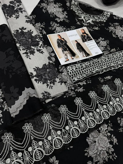 3Pcs Women's Unstitched Embriodered Suit