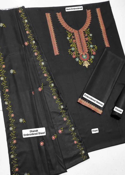 3Pcs Women's Unstitched Embriodered Suit