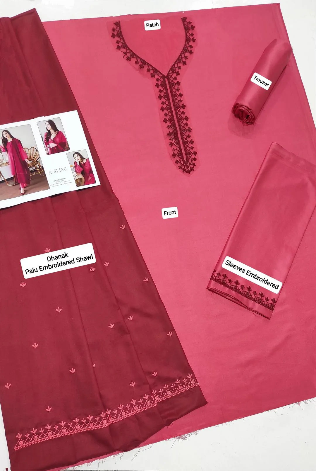 3Pcs Women's Unstitched Embriodered Suit