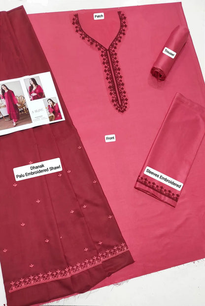 3Pcs Women's Unstitched Embriodered Suit