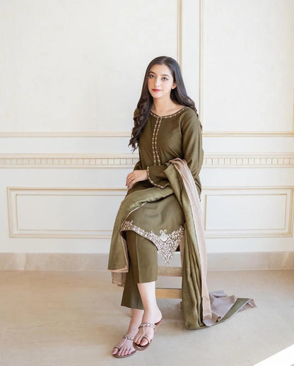 3Pcs Women's Unstitched Embriodered Suit