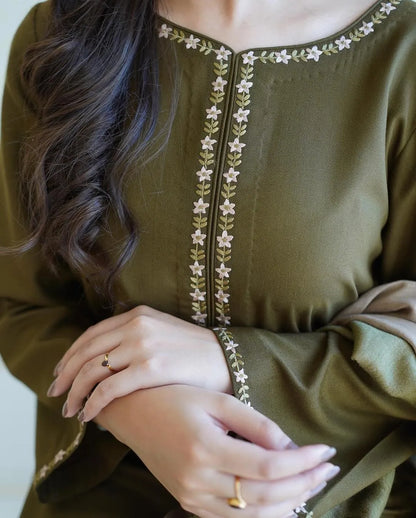 3Pcs Women's Unstitched Embriodered Suit