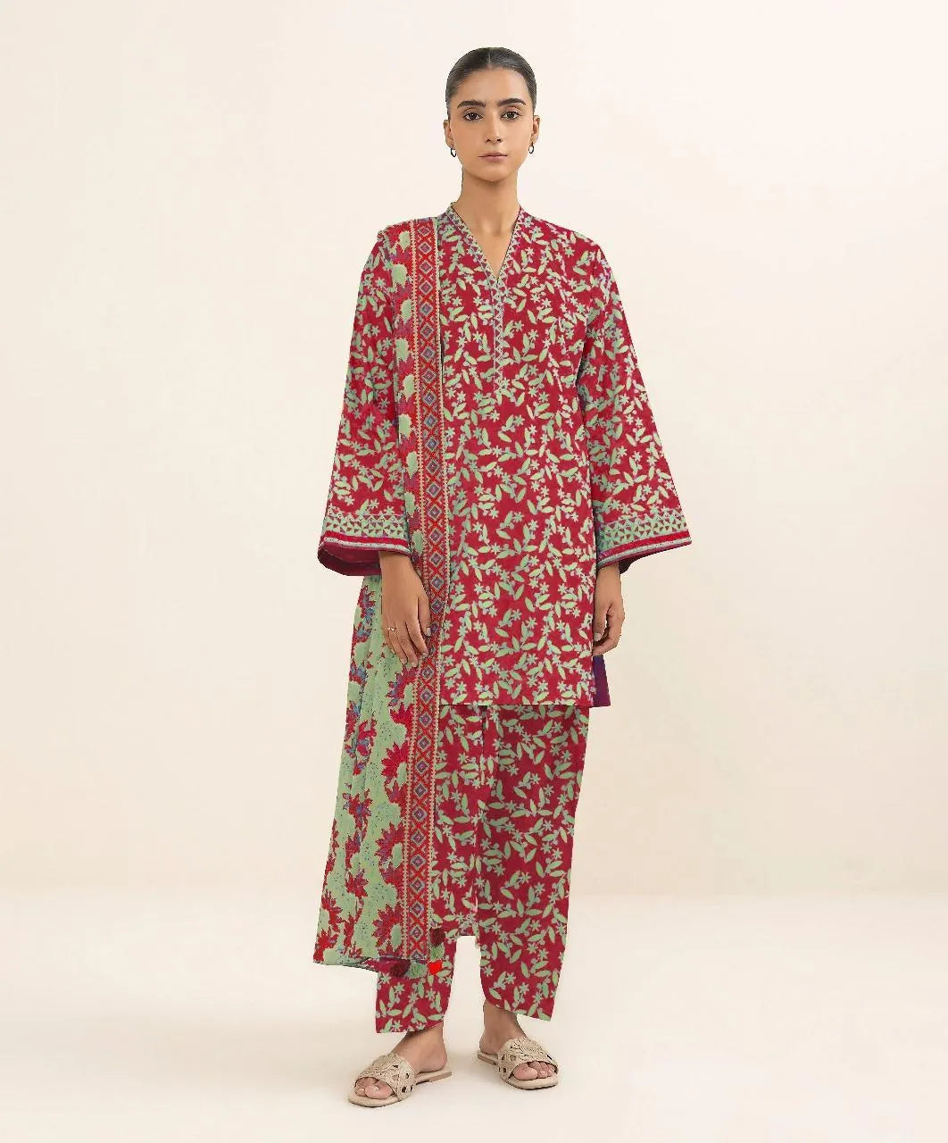 3Pcs Women's Unstitched Printed Suit