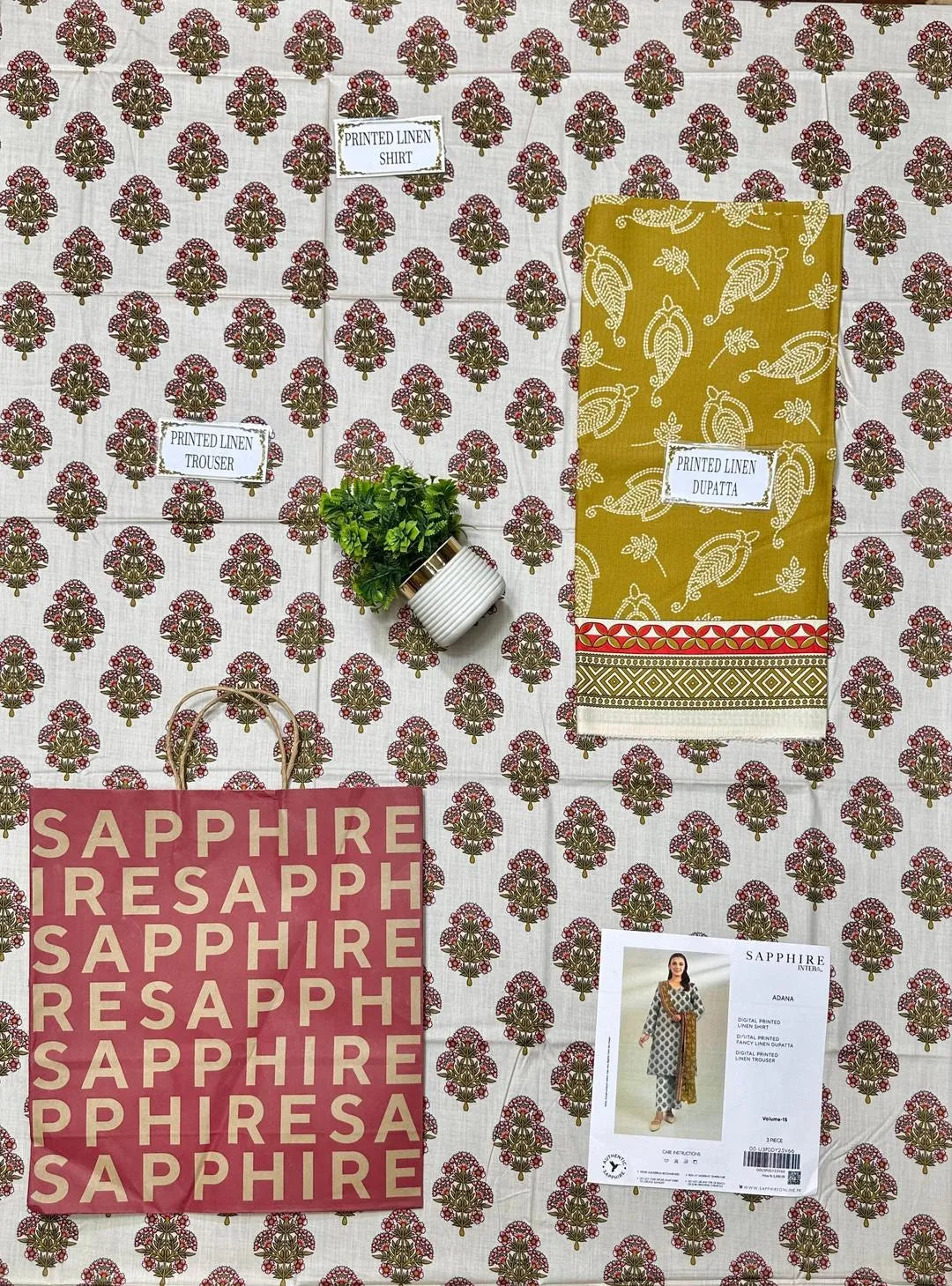 3Pcs Women's Unstitched Digital Print Suit