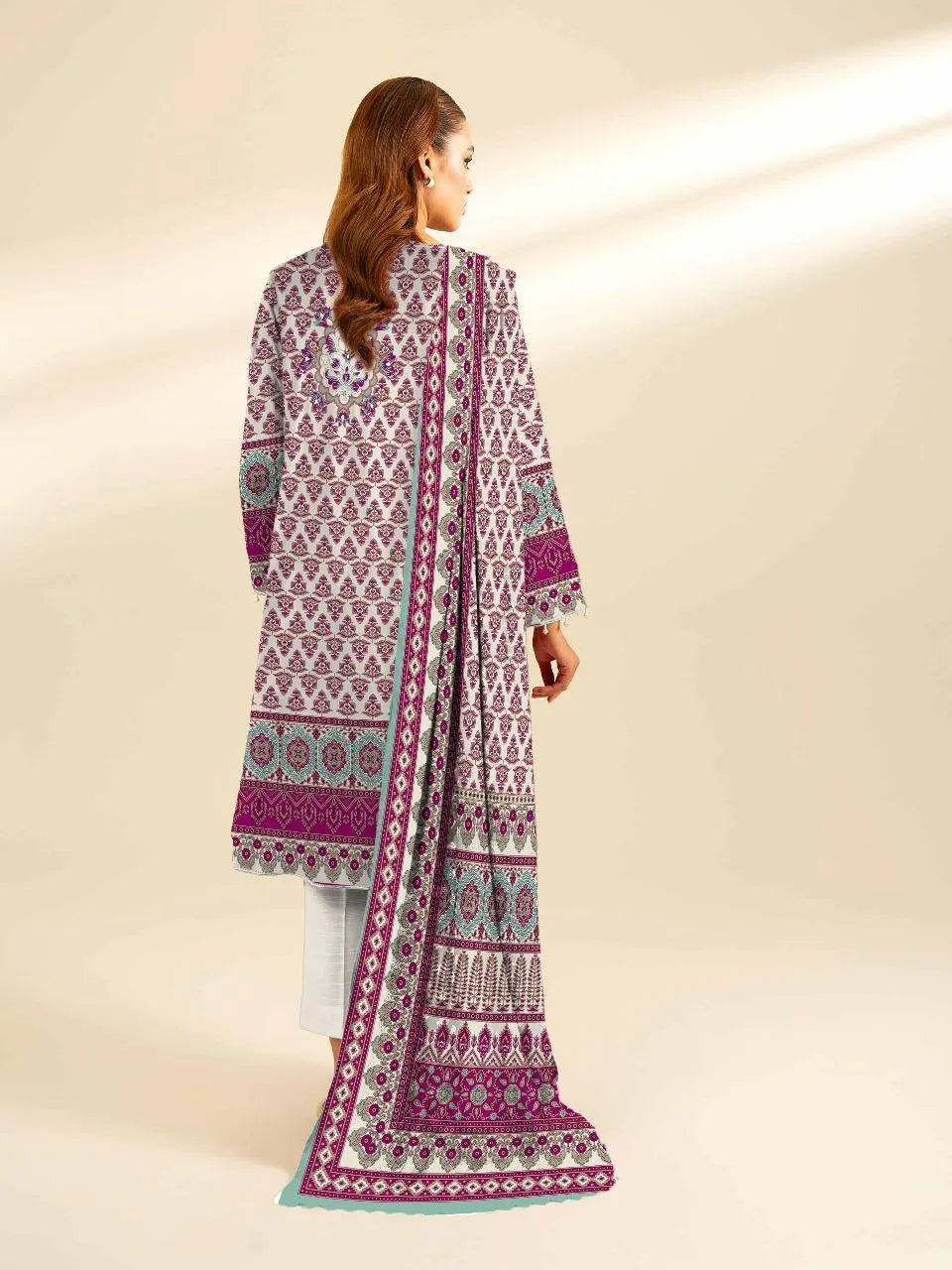 3Pcs Women's Unstitched Digital Print Suit