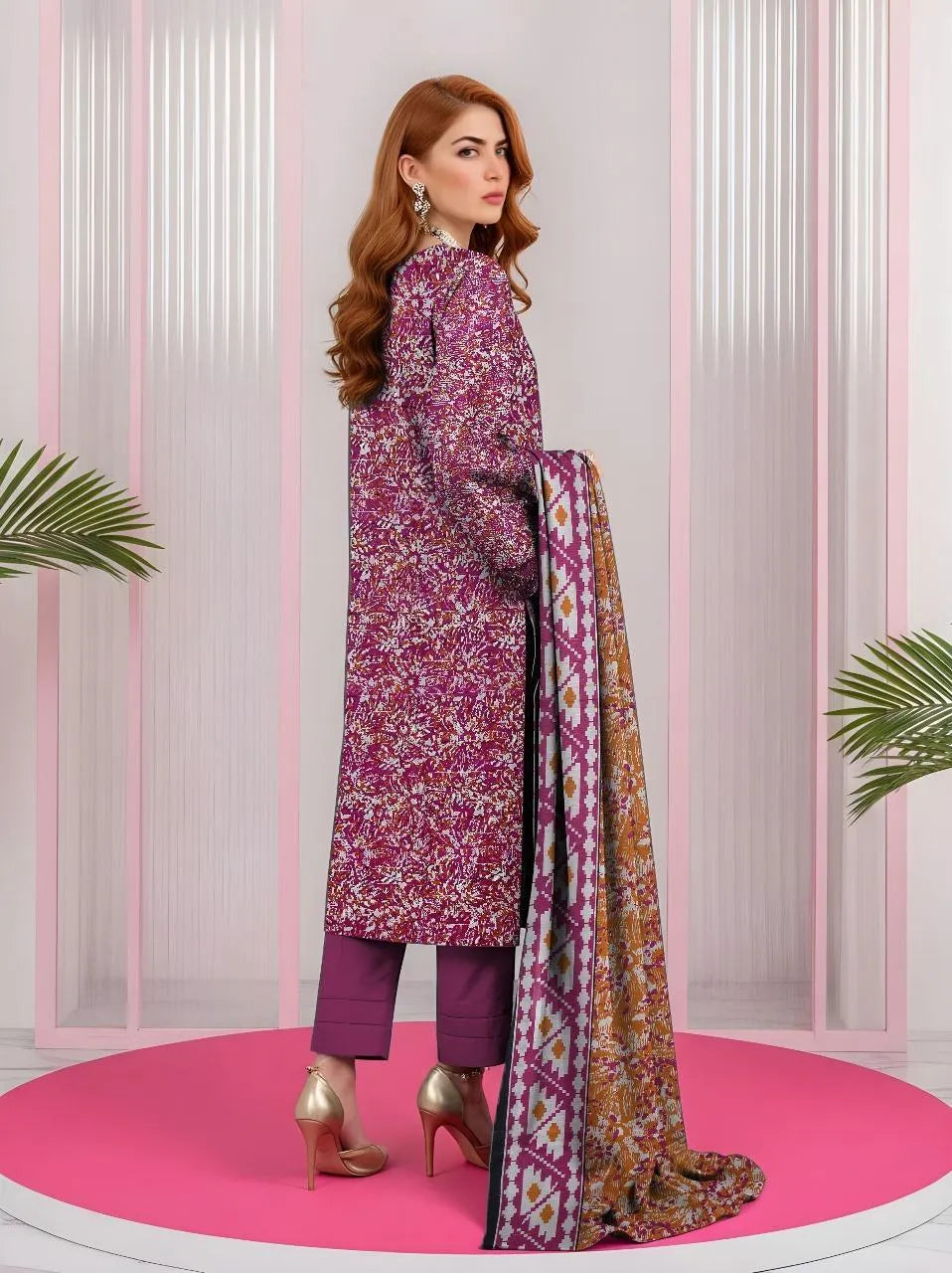 3Pcs women's Unstitched Printed Suit