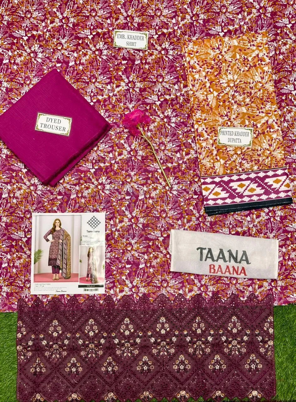 3Pcs women's Unstitched Printed Suit