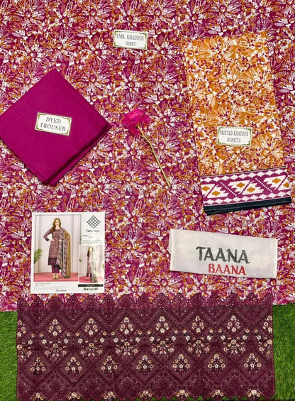 3Pcs women's Unstitched Printed Suit