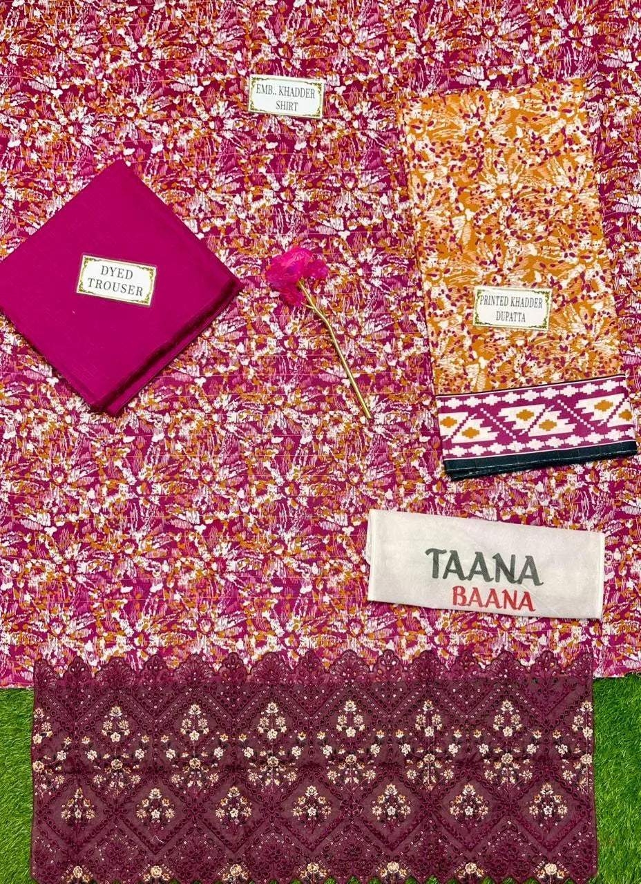 3Pcs women's Unstitched Printed Suit