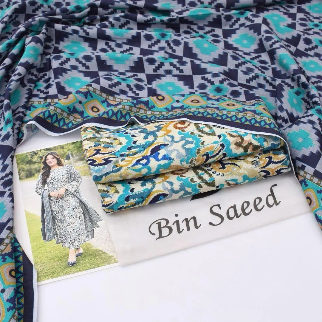 3pcs  Women's Unstitched Printed Suit