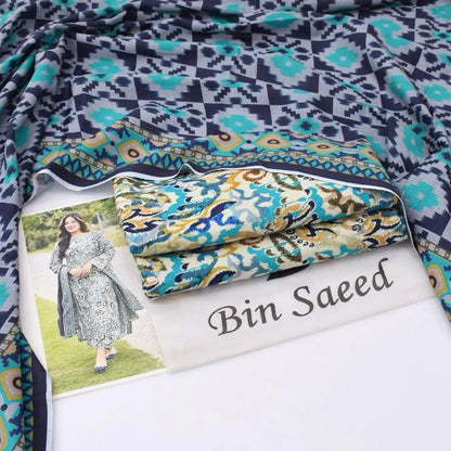 3pcs  Women's Unstitched Printed Suit