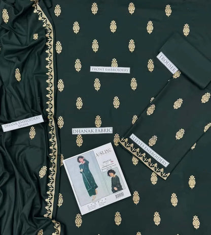 3pcs  Women's Unstitched Embriodered Suit