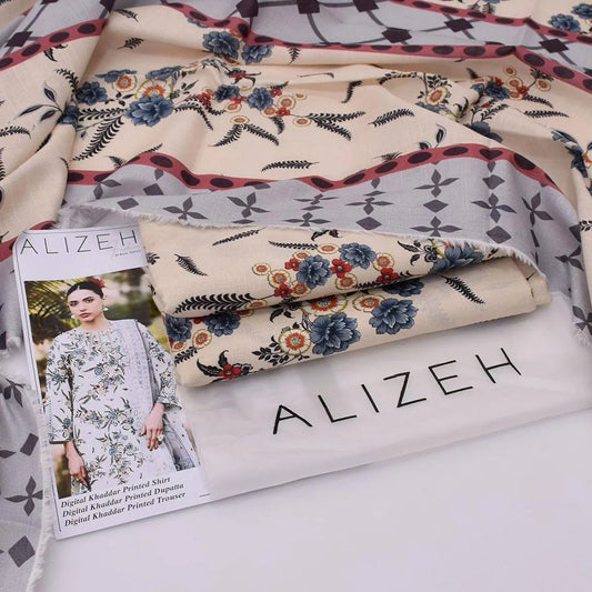 3pcs  Women's Unstitched Digital Print Suit