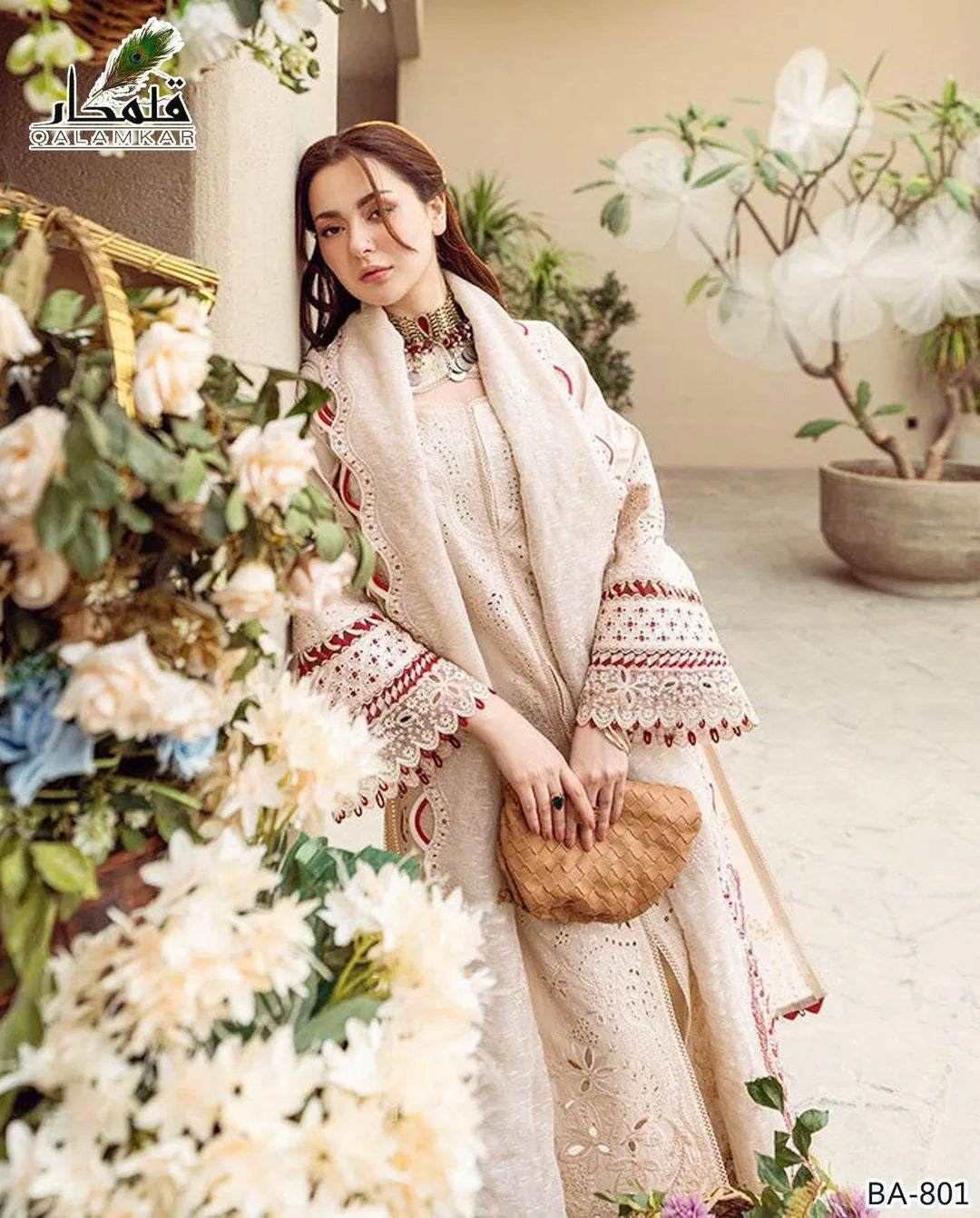 3pcs  Women's Unstitched  Embriodered Suit