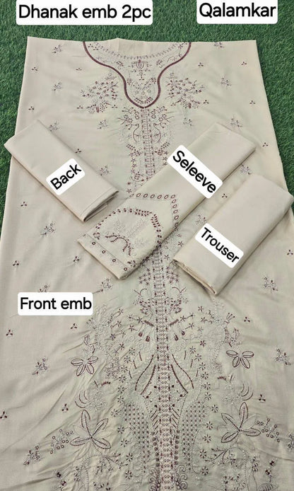 3pcs  Women's Unstitched  Embriodered Suit