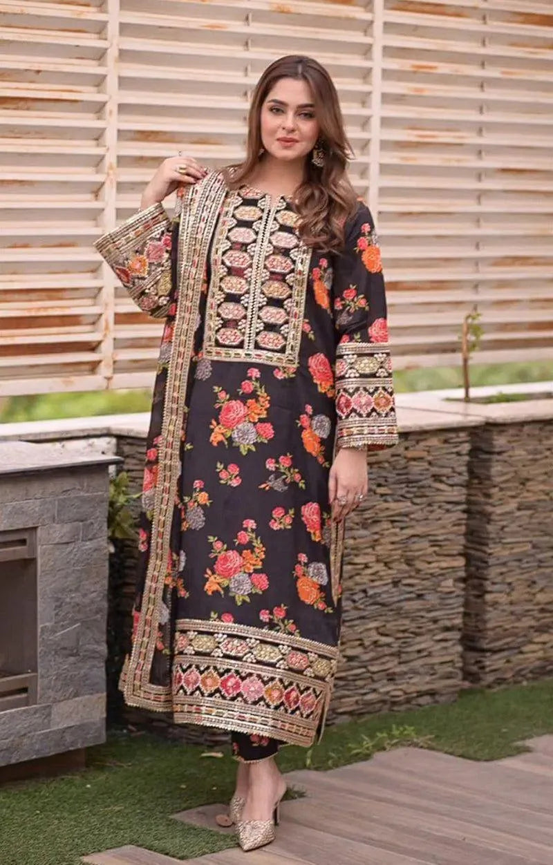 3pcs Unstitched Women's Printed Suit