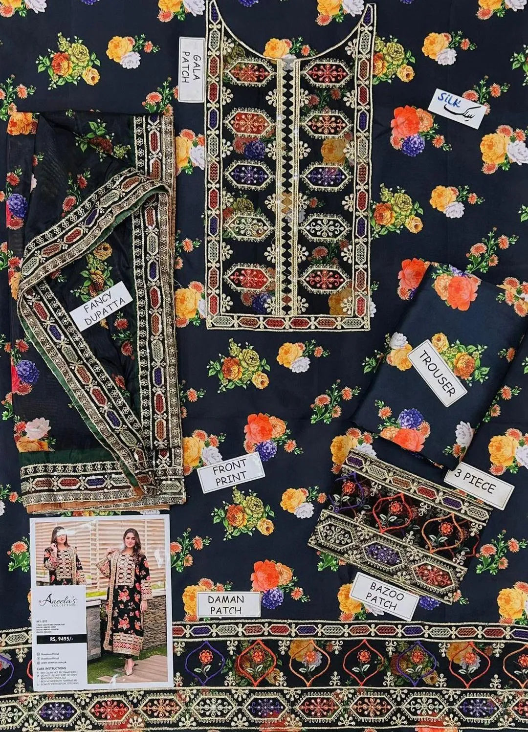 3pcs Unstitched Women's Printed Suit