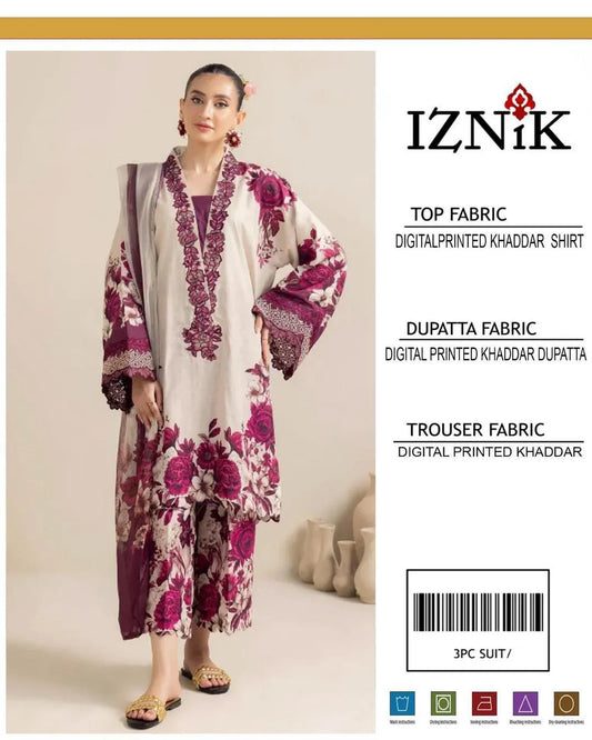 3pcs Unstitched Women's Printed Suit