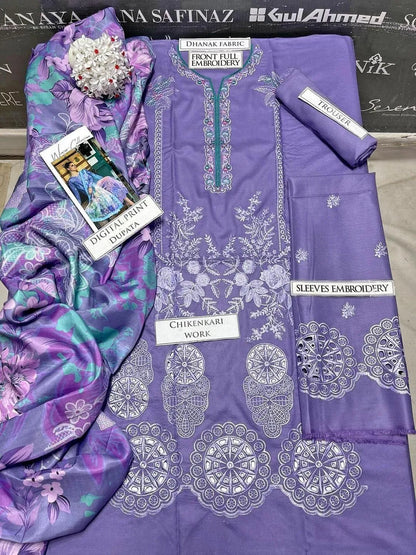 3pcs Unstitched Women's Embriodered Suit