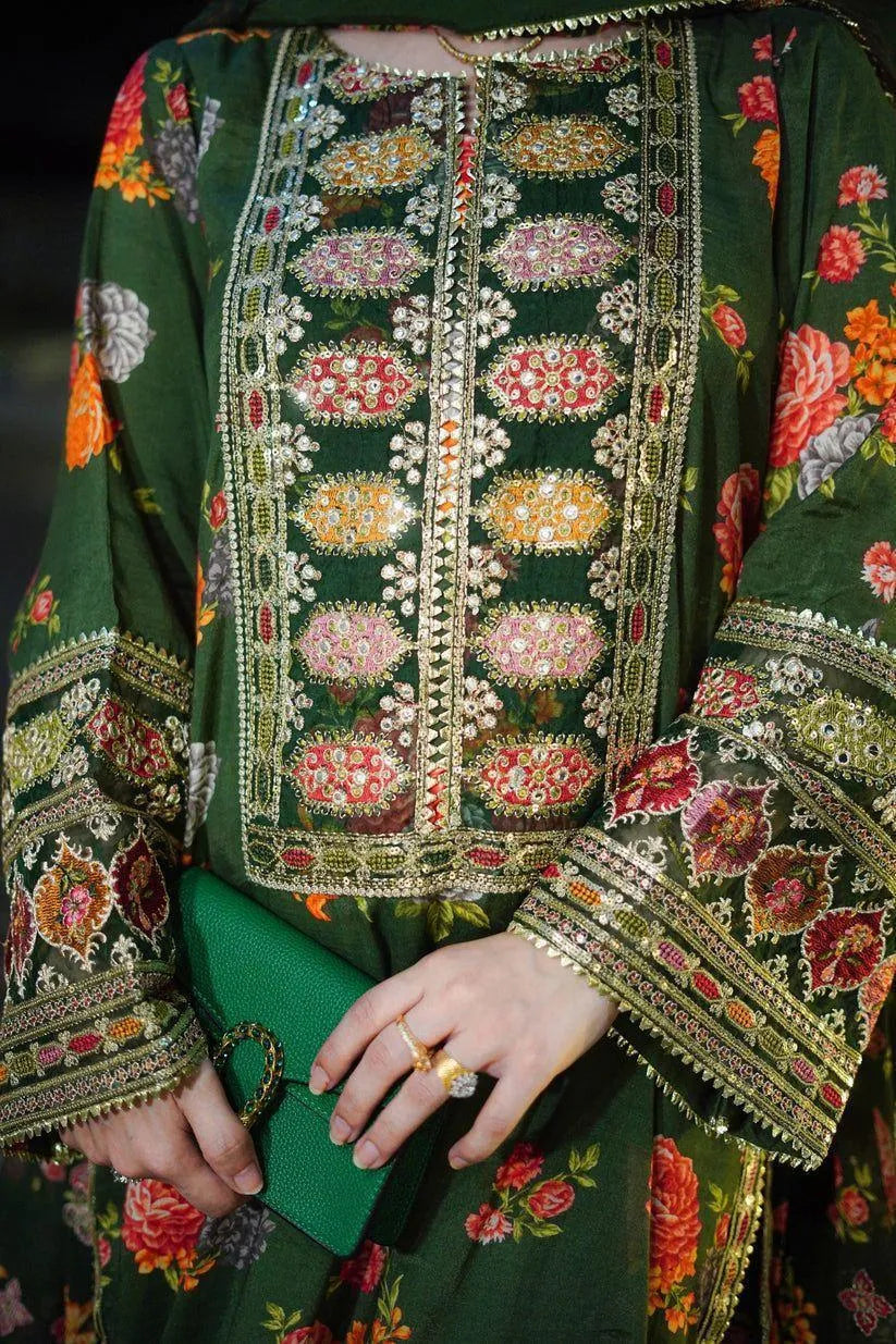 3pcs  Women's Unstitched  Printed Suit