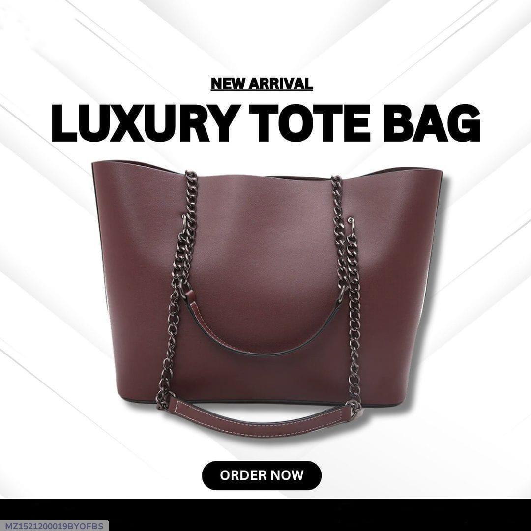 Girl's PU Leather Plain Tote  Bag