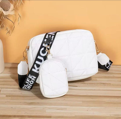 Stylish Girls Crossbody Bag -2PC White  Embriodered Leather