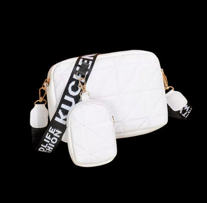 Stylish Girls Crossbody Bag -2PC White  Embriodered Leather