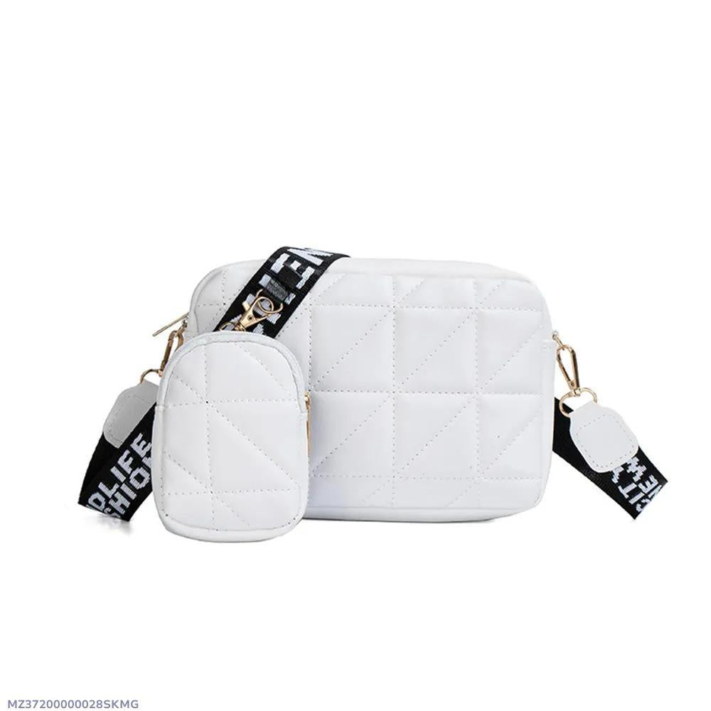 Stylish Girls Crossbody Bag -2PC White  Embriodered Leather