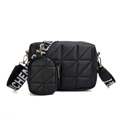 Stylish Girls Crossbody Bag -2PC Black Embriodered Leather