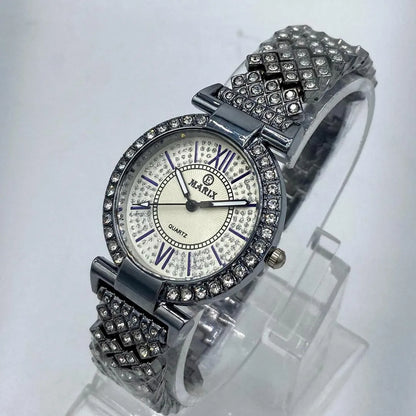 Women's MARIX Elegant Silver Ladies Quartz Watch with Crystal - Studded Dial Watch