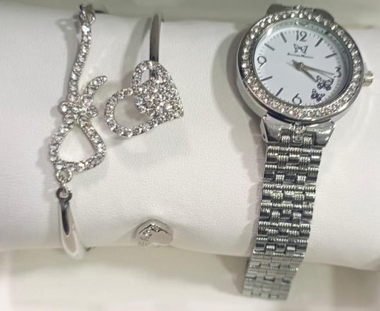 Women's Silver Chain strap watch with Braclet