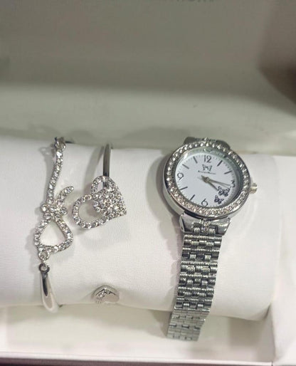 Women's Silver Chain strap watch with Braclet